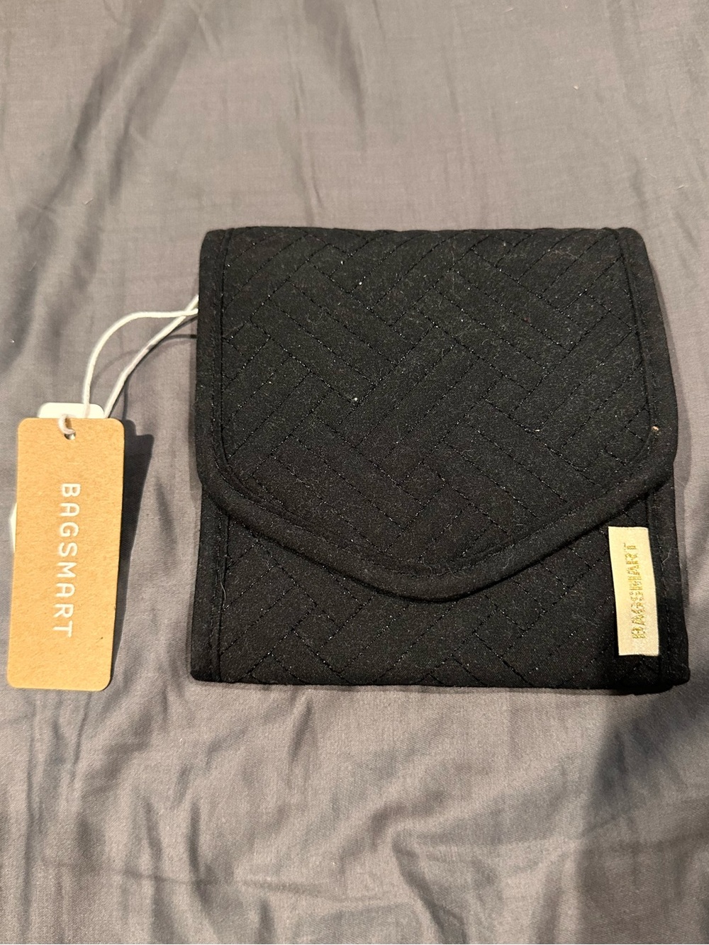 NWT BagSmart Quilted Black Travel Jewelry Pouch